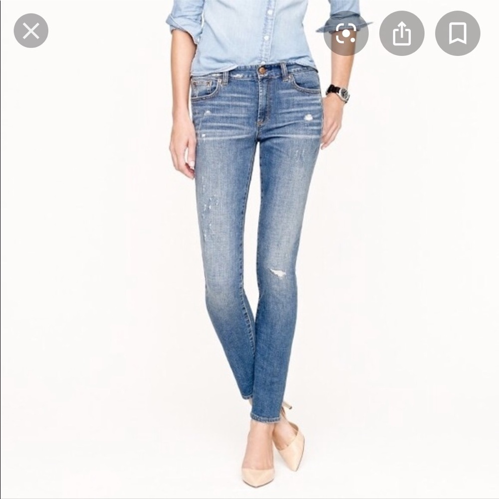 Jcrew midrise skinny distressed jeans